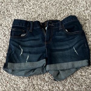 Justice girls dark wash denim shorts size: 14